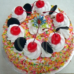 OC0184V-Vegetarian Eggless Colourful Rice Birthday Cake