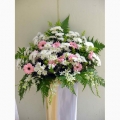 QF0845-White Pom Pom Pink Gerberas Wreath
