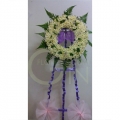 QF1198-white pom with roses concolences stand